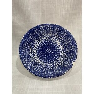 Roma Inc. Blue And White Spongeware Bowl Hand Painted  Made in Italy 10.25"